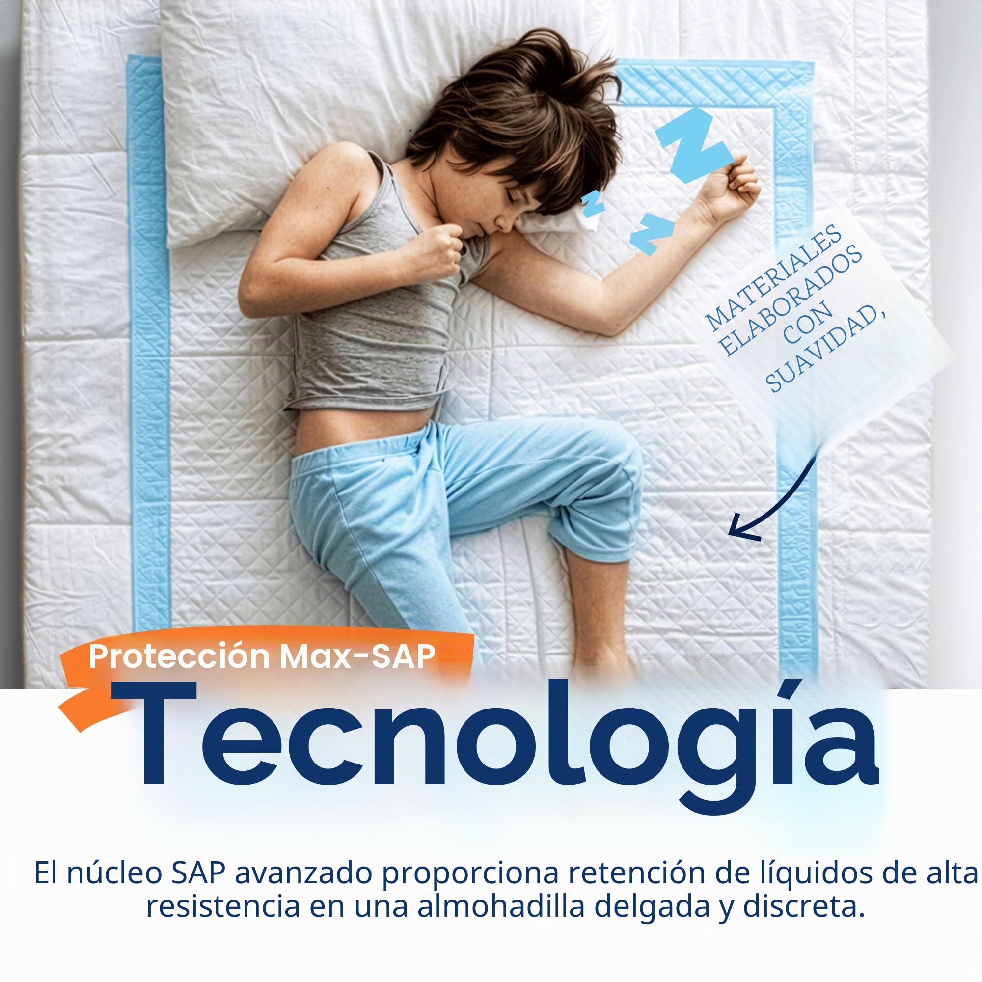 Almohadillas Desechables Healqu - Pack de 50 (60x90 cm) - Protección de Cama para Incontinencia en Adultos, Niños, Ancianos y Mascotas - Almohadillas Súper Absorbentes Grandes, Gruesas y mullidas