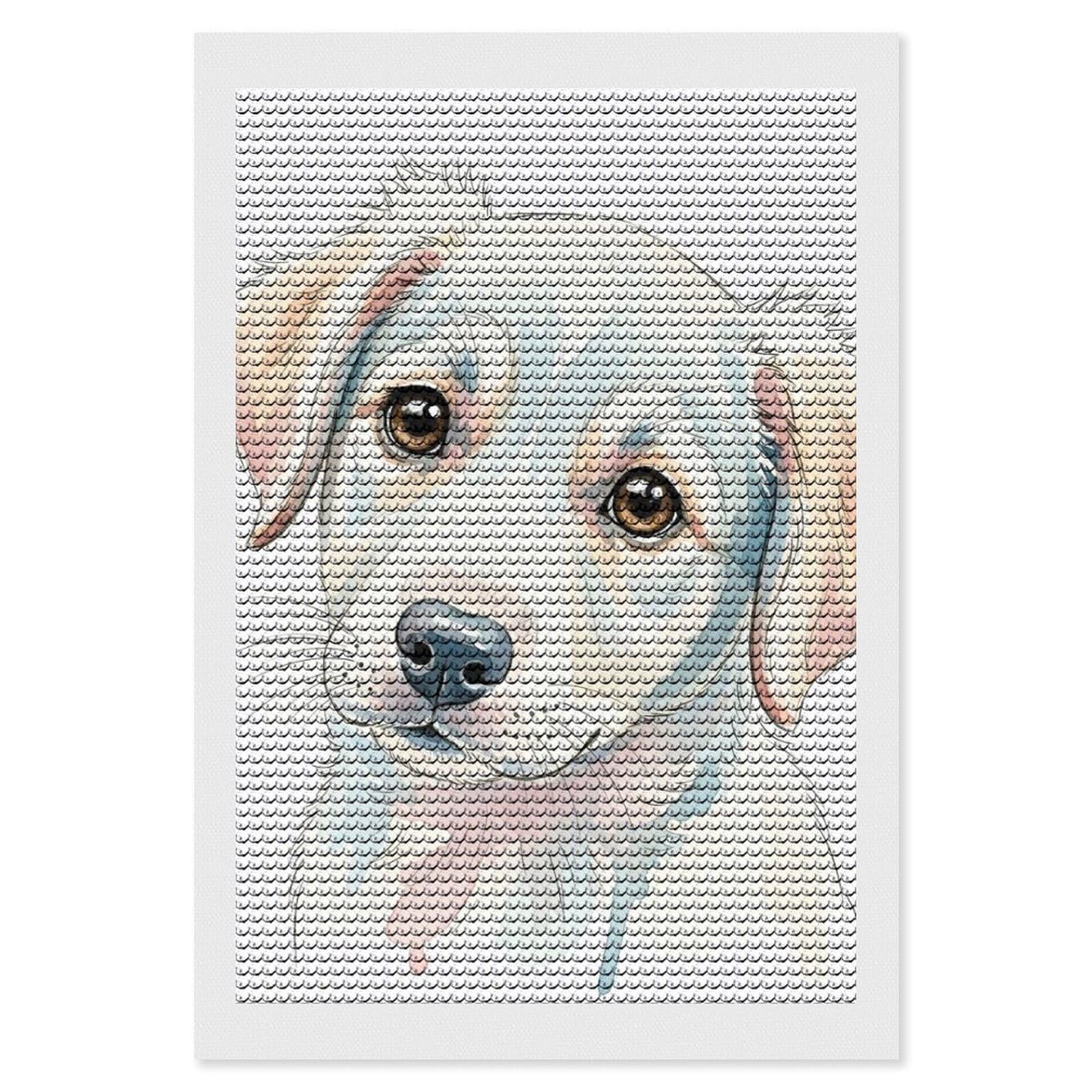 Junmoney Watercolor Puppy Portrait Diamond Art Kit 8"x12", Vintage Style Decor, Stress Relief Craft, Decor Project, Relaxing DIY, Creative Hobby