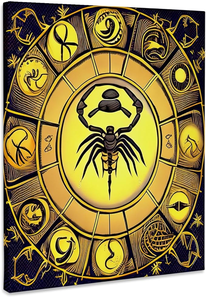 3dRose, Zodiac Sign Scorpio In Black, Yellow Colors. Created By AI for you, Museum Grade Canvas Wrap 16x20