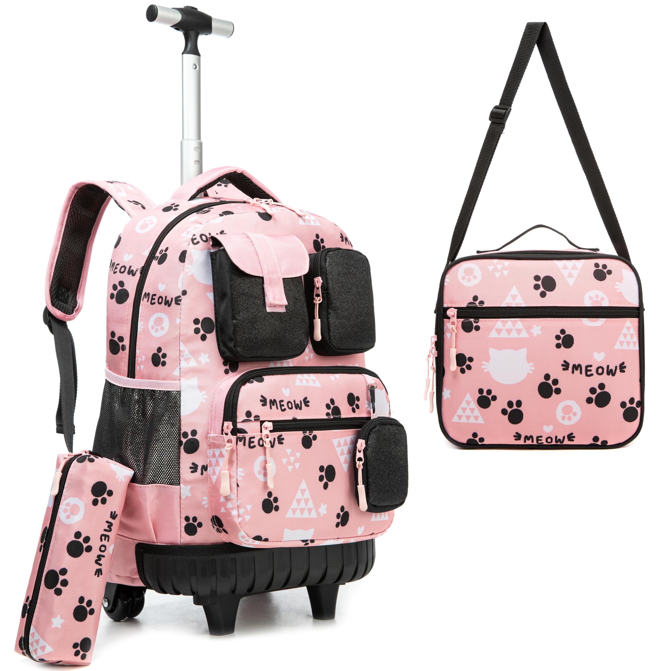 HTgroce Mochila Trolley Con Motivo De Gatos, Como Maleta De Mano, Carro Escolar