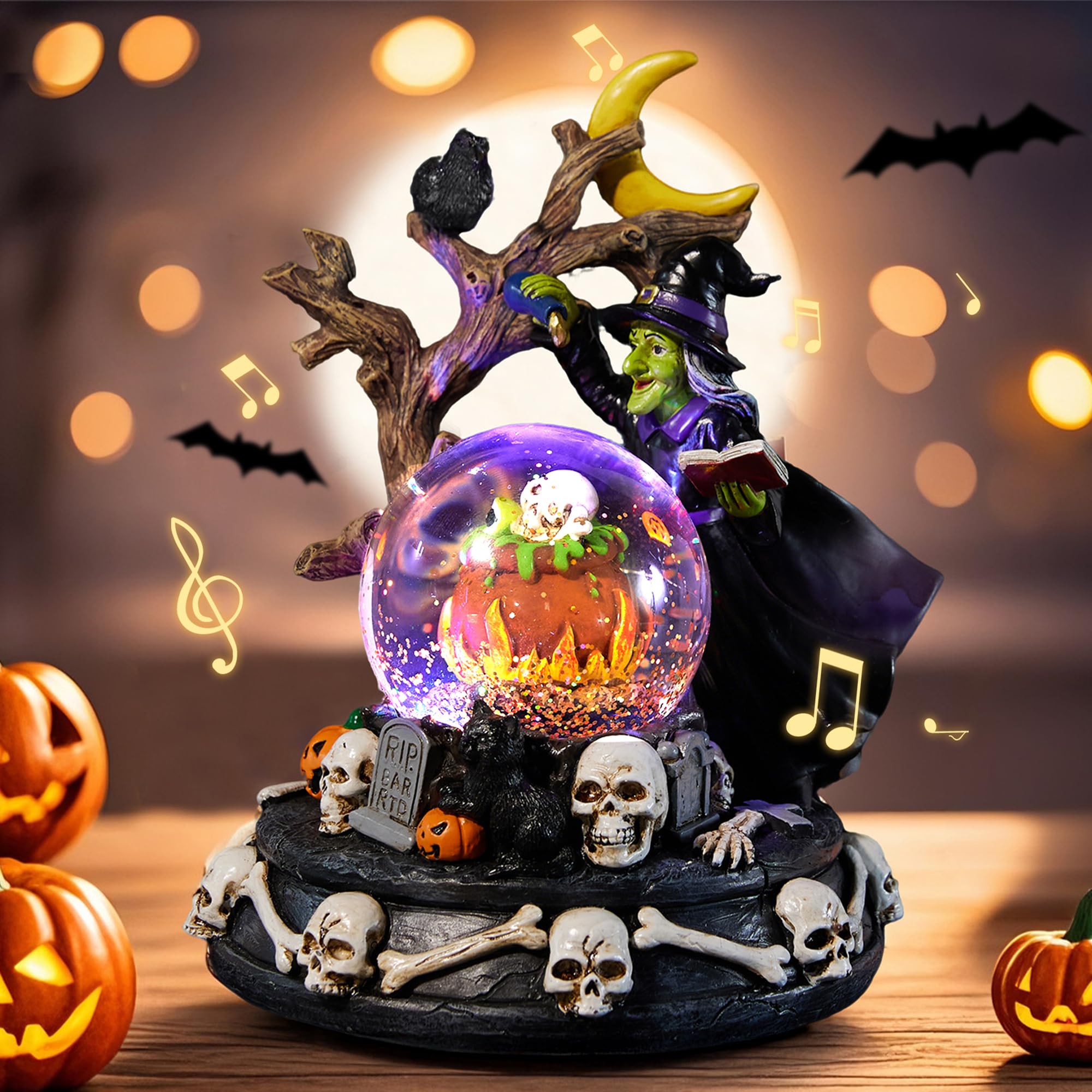 Christmas Snow Globe Lantern (Magic Witch)