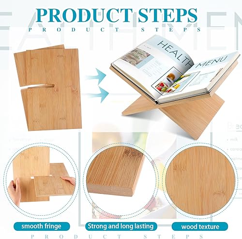 Miniatura 3 de Geetery Soporte para libros de lectura, soporte abierto para libros de texto abierto y cerrado, libro de cocina, revistas, libros de texto, recetas