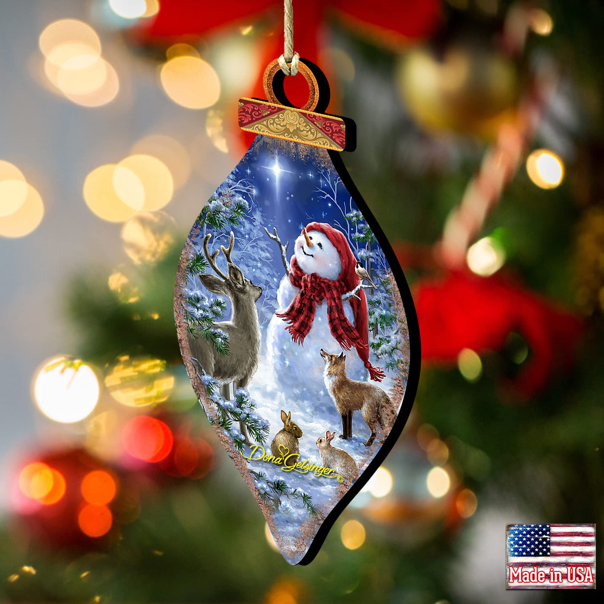 Amazon.com: Heaven and Snowman Wooden Ornaments Set of 2 by