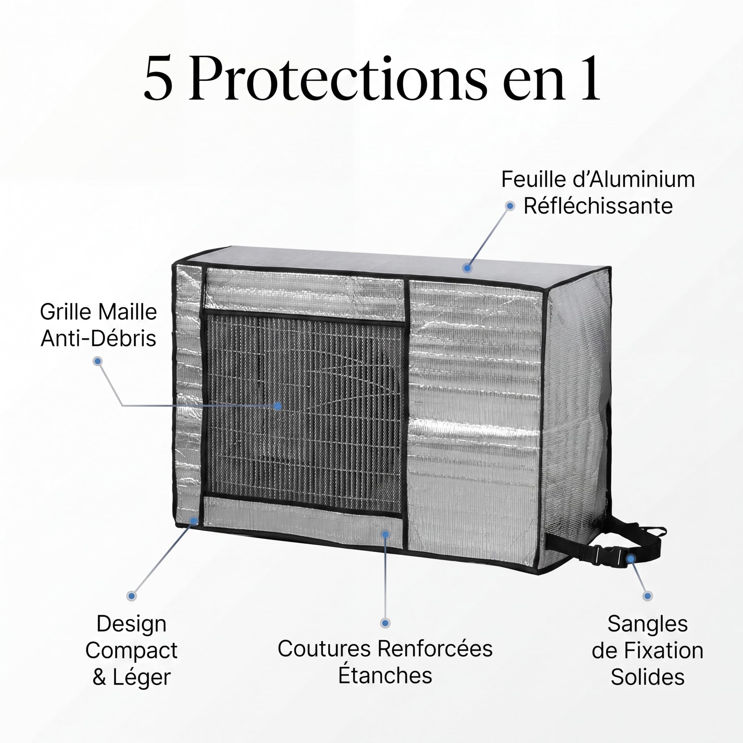 Housse de climatiseur, housse anti-poussière pour climatiseur extérieur, adaptée pour assurer les performances optimales de l'unité extérieure (96 x 40 x 70 cm)