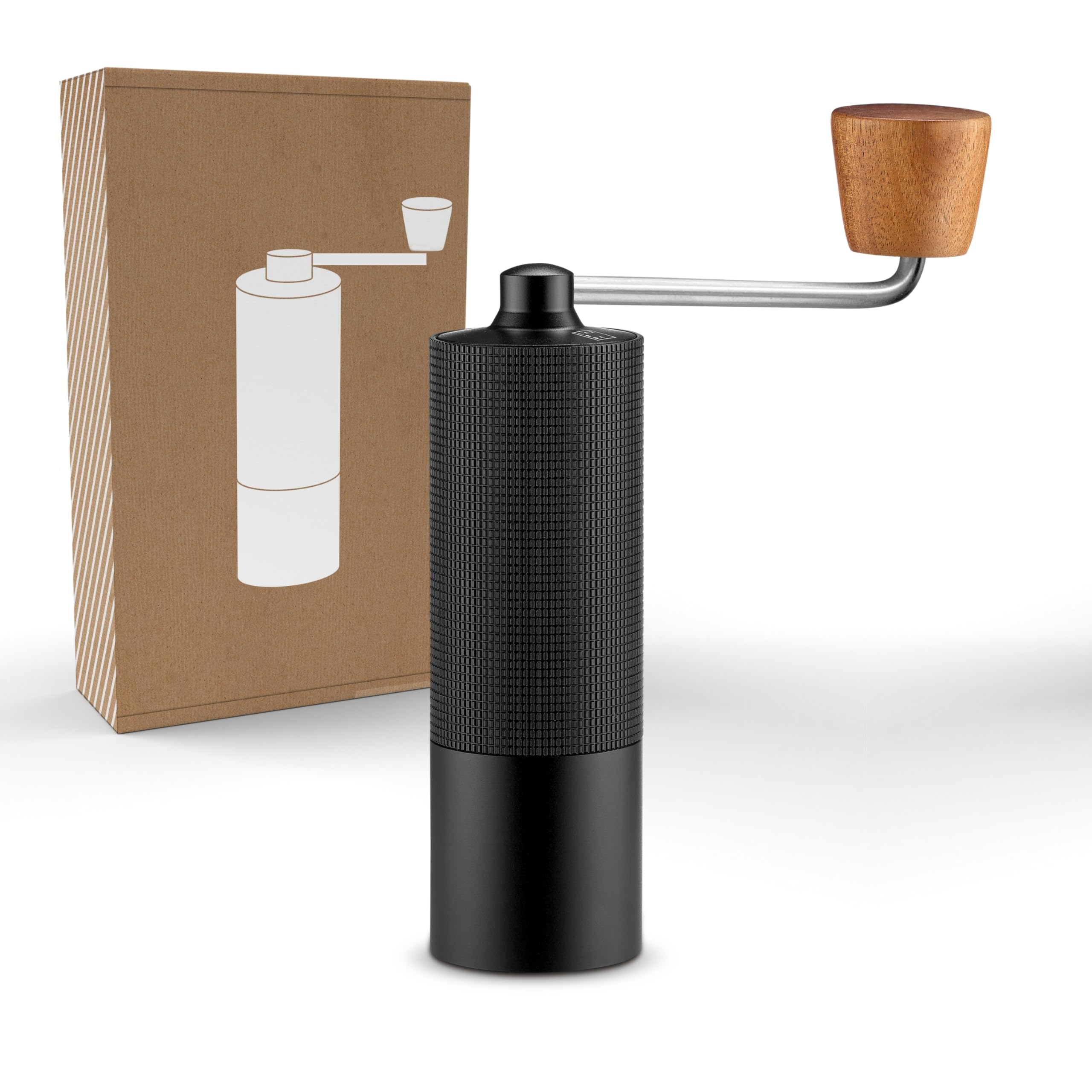 LAMBDA COFFEE® TERRA SIGMA I Espressomühle mit 108 einstellbaren Mahlgraden mit 0,055mm Einstellpräzision I Edelstahl Mahlwerk I leichtes Aluminium-Gehäuse I Hand Kaffeemühle manuell