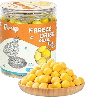 PAWUP Freeze Dried Cat & Dog Treats, Natural Quail Egg Yolk, Single Ingredient, High-Protein Pet Snacks for Skin & Coat Health, No Artificial Additives, 9.2 oz