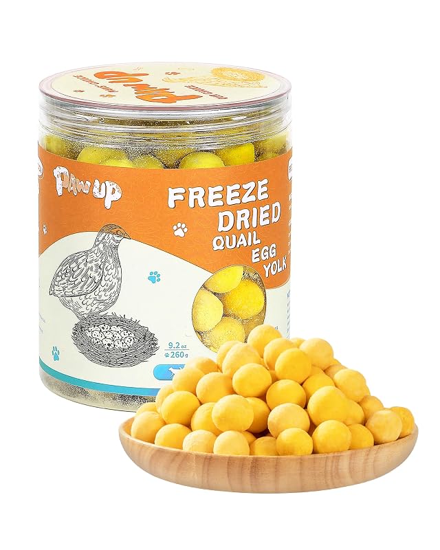 Petisco Liofilizado para Cães e Gatos com Gema de Ovo de Codorna PAWUP, Ingrediente Único, Aproximadamente 258 g