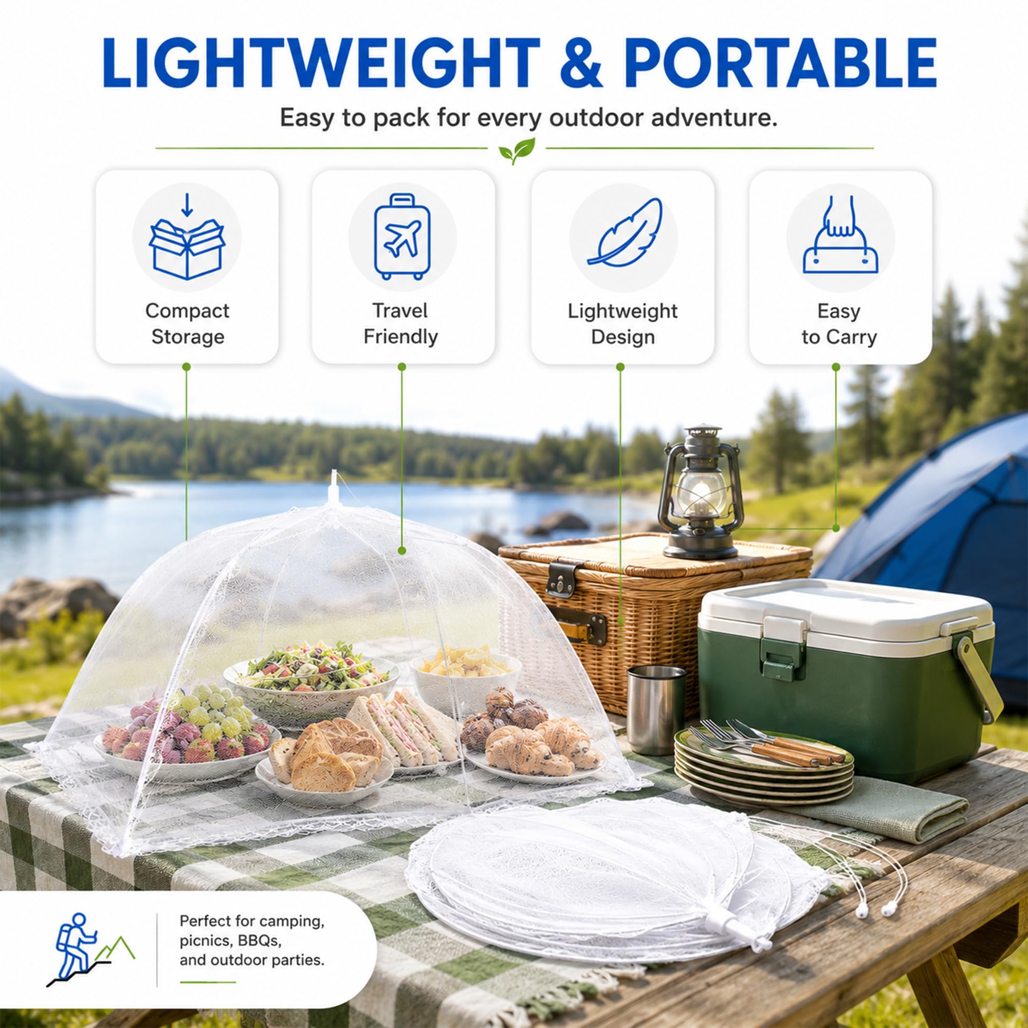 Simply Genius Pop-Up Mesh Food Cover Tent - 17 x 17 in, White, 3-Pack, Compact - Camping Essentials & Picnic Food Covers - Outdoor Party Essentials 1