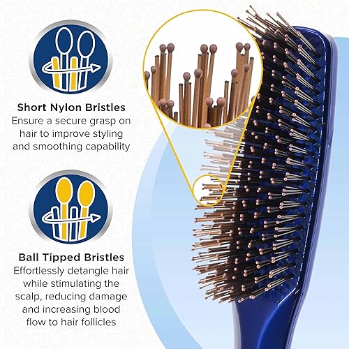 Miniatura 3 de Giorgio Mini cepillo suave para hombres y desenredante para cabello grueso, cerdas de doble longitud, cepillo de pelo para cabello fino, cepillo