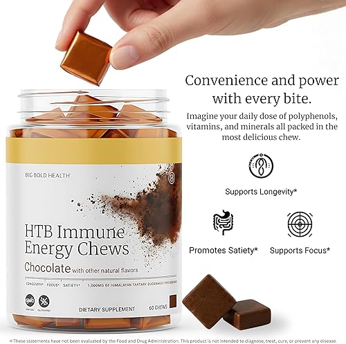 Miniatura 4 de BIG BOLD HEALTH HTB Immune Energy Masticables, trigo sarraceno germinado orgánico con vitamina D, vitamina C, zinc y magnesio. Sabor con delicioso