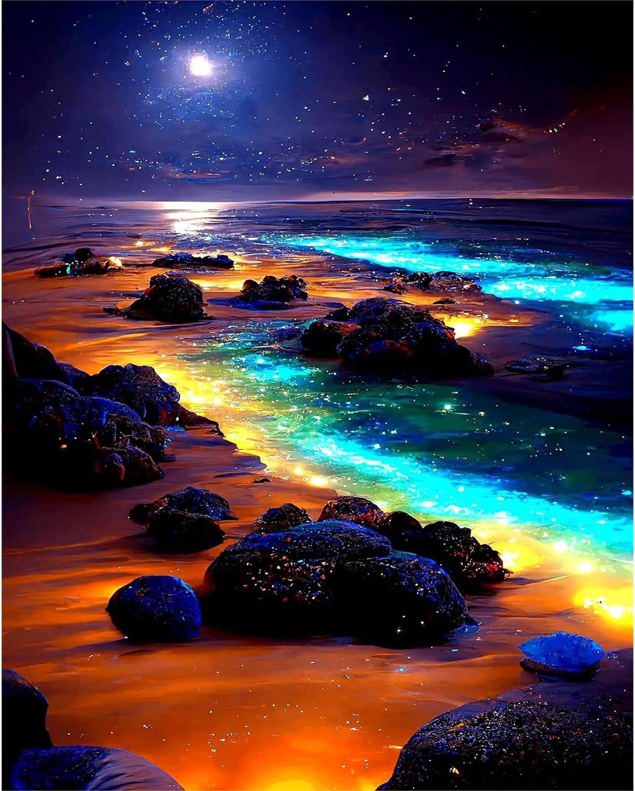 xackcme Beach Paint by Numbers for Adults - Landscapes Paint by Number on Canvas Without Frame, DIY Scenery Oil Painting for Gift Home Wall Decor (16x20 inch)