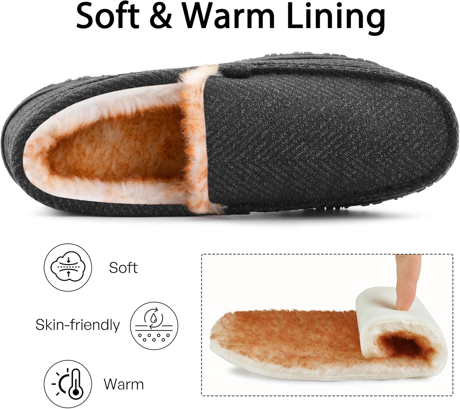 MIXIN Men's Moccasin Slippers Warm Fuzzy House Shoes with Memory Foam & Non-Slip Sole, Indoor/Outdoor Winter Comfort for Men - Image 3