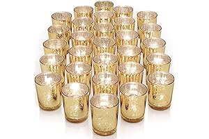 LETINE® Gold Mercury Glass Votive Candle Holders, Set of 36, Ideal for...