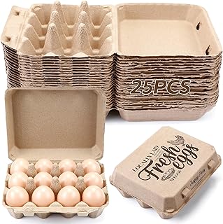 Zhanmai 25 Pcs Natural Paper Pulp Egg Cartons Blank Bulk Square Chicken ...