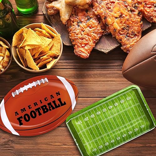 Miniatura 7 de Cunhill Bandejas de fiesta de fútbol americano, platos reutilizables para alimentos, bandeja de postre para suministros de fiesta de fútbol,