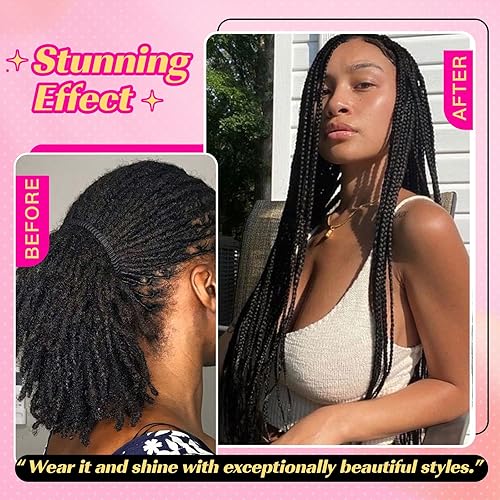 Miniatura 6 de Purshine Extensiones de cabello trenzado preestiradas ombré de 24 pulgadas, paquete de 3 paquetes de trenzas sintéticas naturales para mujeres y