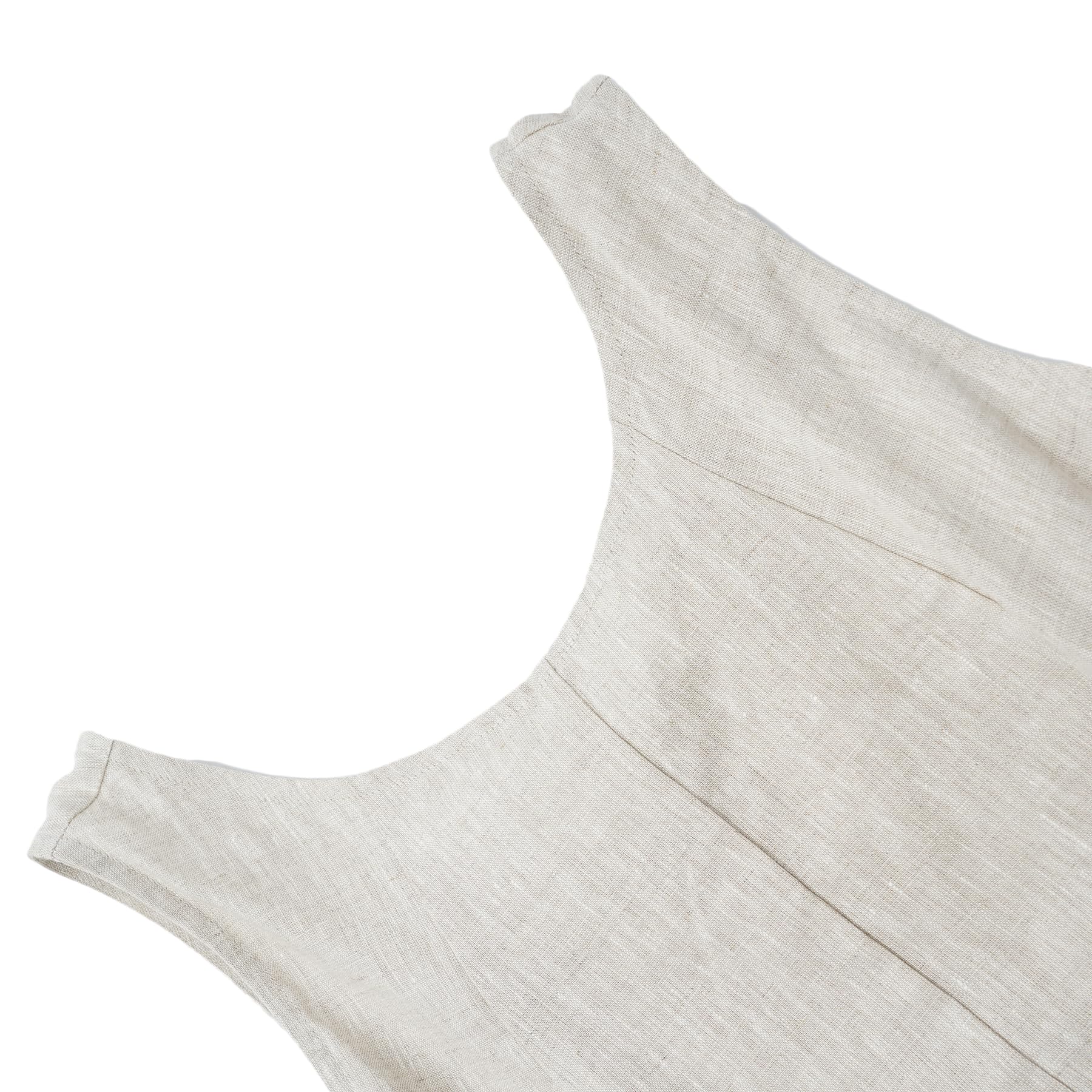 Amazhiyu Mono de lino para mujer, sin mangas, de pierna ancha, con cuello redondo, cuello redondo, elegante