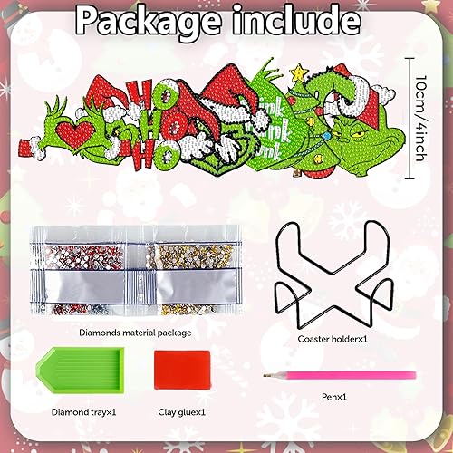 Miniatura 9 de 8 posavasos de pintura de diamantes con soporte para bricolaje, cruces de diamante, posavasos de arte de diamante 5D, posavasos de diamante de