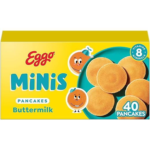 Eggo Minis Frozen Pancake Bites, Frozen Breakfast, Breakfast Food, Buttermilk, 14.1oz Box (40 Pancakes)