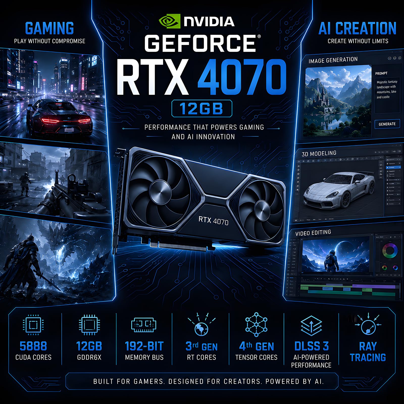 Mini PC da Gioco, Computer Desktop i9-14900F 24 core Fino a 5,8 GHz, 64G RAM DDR5, SSD M.2 PCIE4.0 da 2T, Win-11 Pro, GeForce RTX4070 12G, Quattro Display, 8K@60Hz, Doppia LAN, WiFi6E/BT5.3