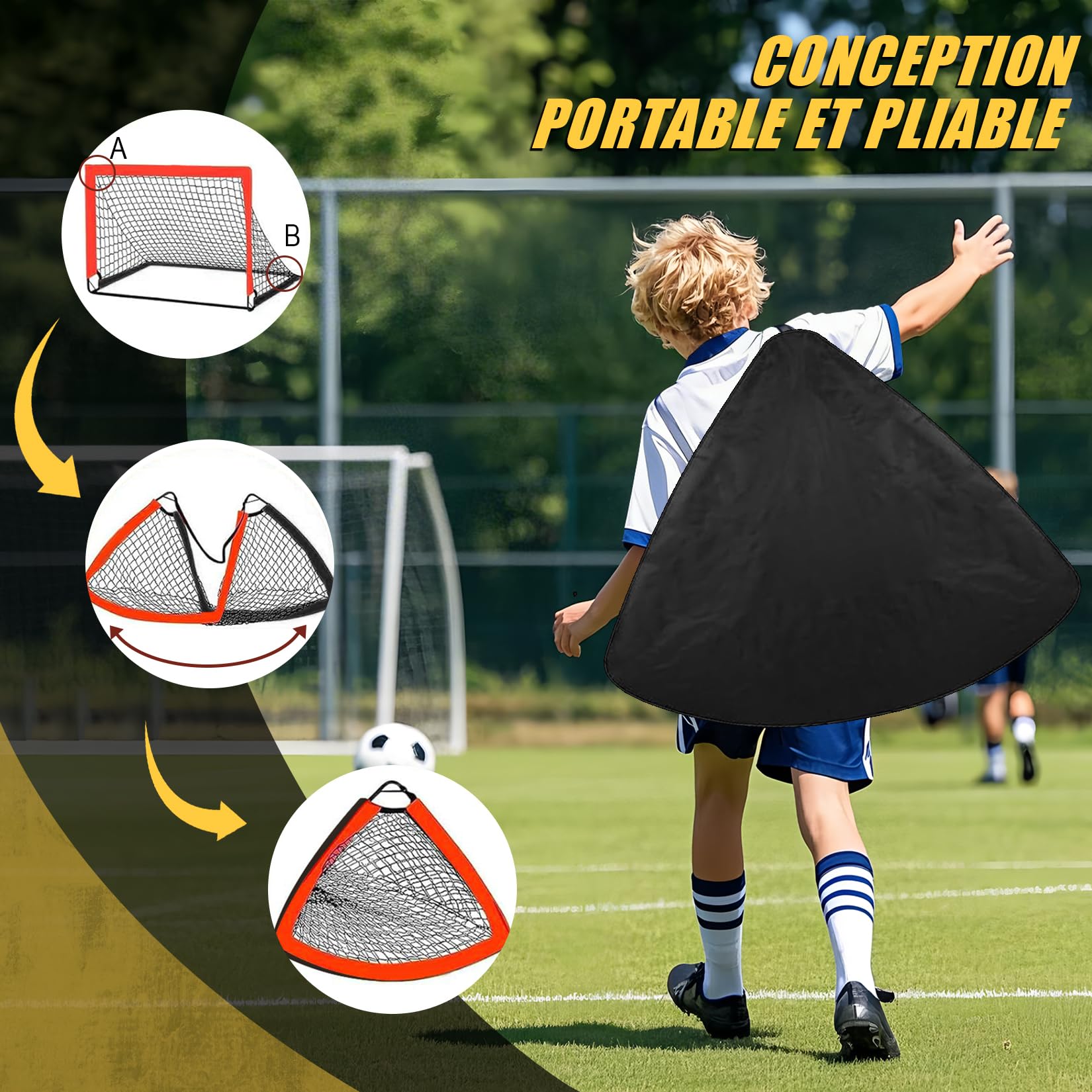 Cage de Foot Exterieur, Lot de 2 But de Foot Exterieur, Goal de Foot avec Cible Suspendue, Sac de Transport, pour Jardin, la Cour, Plage