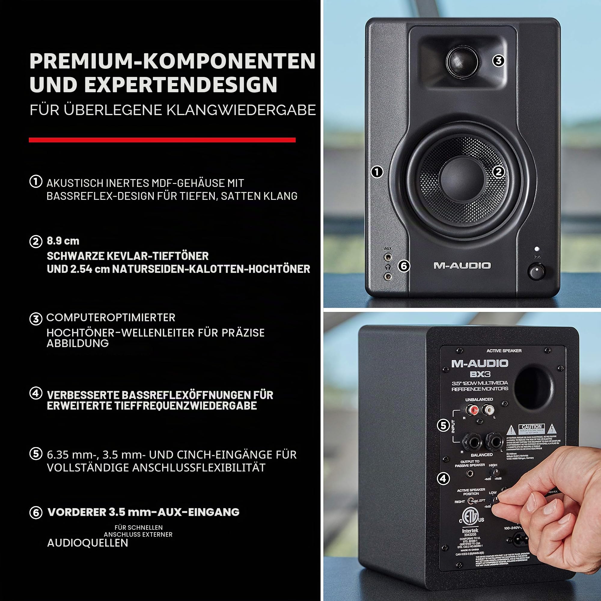 AKAI Professional MPK Mini MK3 & M-Audio BX3 – 25-Tasten USB MIDI Keyboard Controller, Drum Pads und 3,5" Studio-Monitore Lautsprecher für Recording