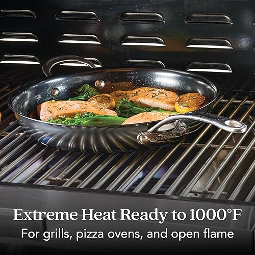 Miniatura 8 de Anolon Everlast N2 - Sartén de acero al carbono con mango auxiliar compatible con todas las estufas, apta para utensilios de metal, 12 pulgadas,