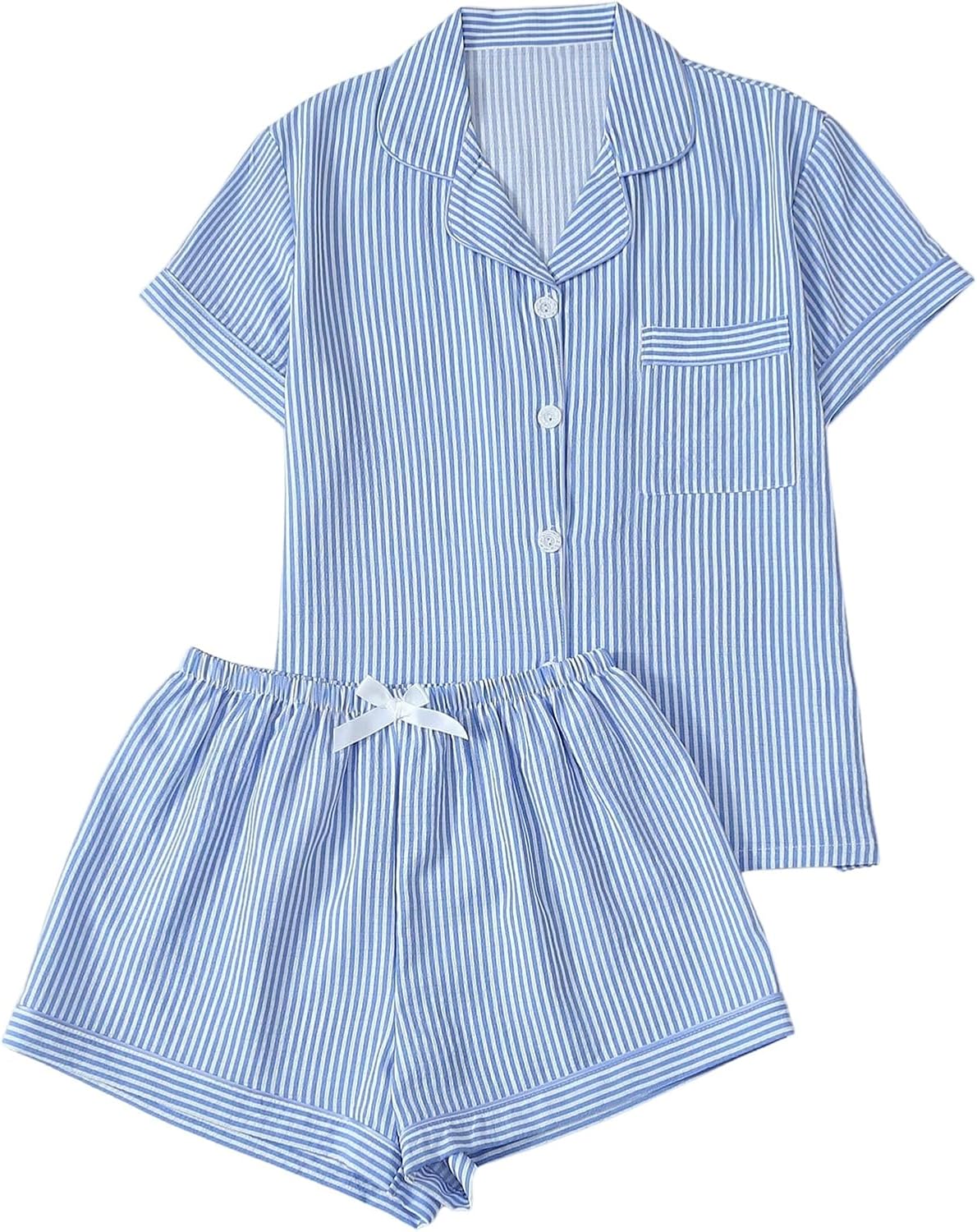 Floerns Women's Floral Pajamas Notch Collar Print Sleepwear Two Piece Pajama Set