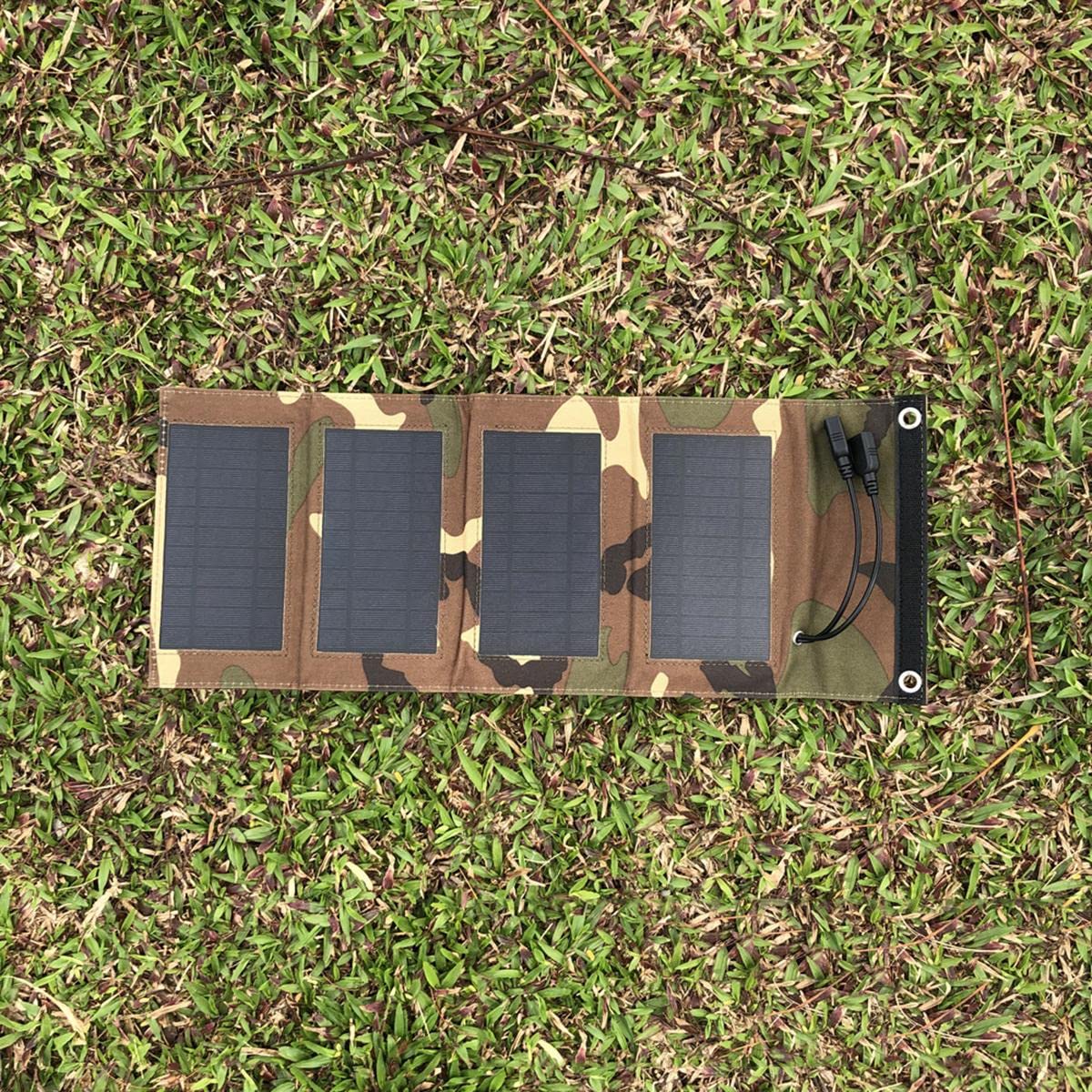 Caricatore Solare 7W, Pannello Solare Pieghevole, Pad Caricabatterie Solare Regolato 5V Incorporato Compatibile con Fotocamera Tablet Smartphone, Adatto per Campeggio da Viaggio All'aperto,Verde