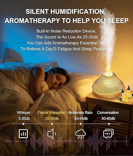 Miniatura 4 de Difusores de volcán de aceite esencial con 4 aceites esenciales, difusor de aroma con llama LED, difusor de aromaterapia y humidificador de niebla,