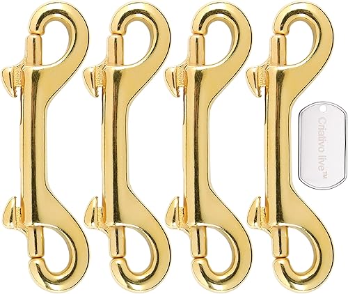 Latón doble extremo broche gancho gancho de buceo 4 piezas 5 "para buceo mascotas equipaje al aire libre montañismo táctico equipo