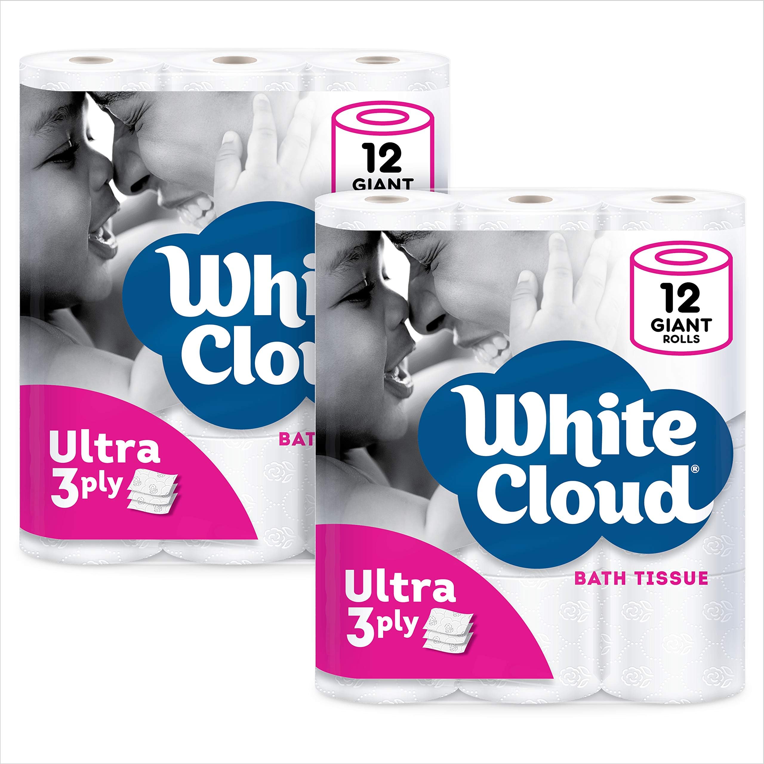 White Cloud Ultra Soft & Thick 3-Ply Toilet Paper â€“ 24 Total Giant Rolls, 231 Sheets per Roll, 12 Rolls (Pack of 2)
