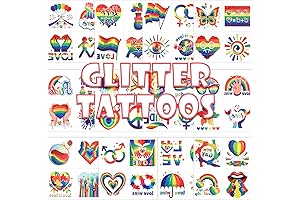 48 PCS GLITTER PRIDE TATTOOS: Rainbow Party Favors For LGBT Parades & Celebrations