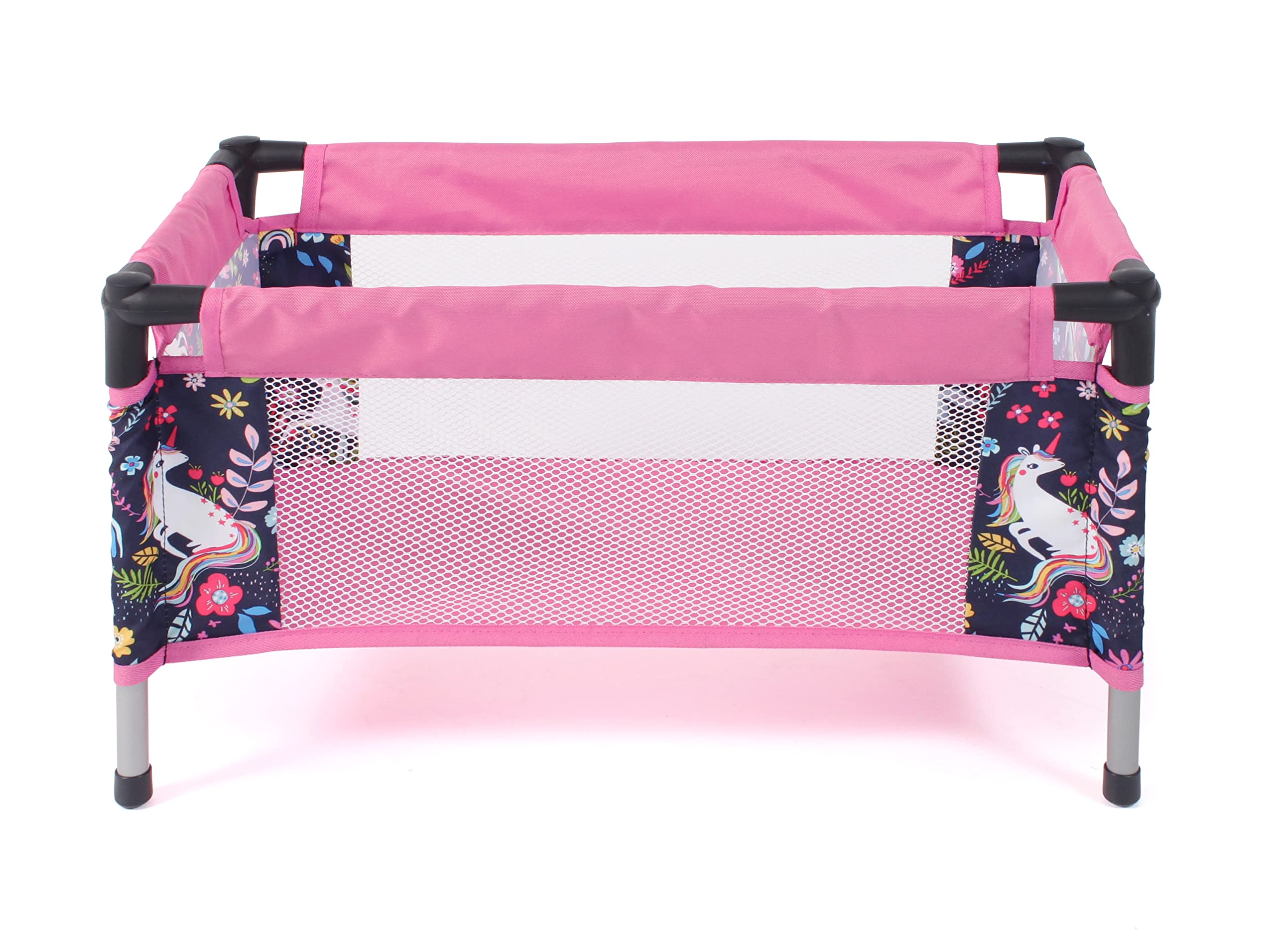 Bayer Chic 2000 652-43 Lit de Voyage pour poupée bébé Licorne Bleu Marine Rose 50 cm