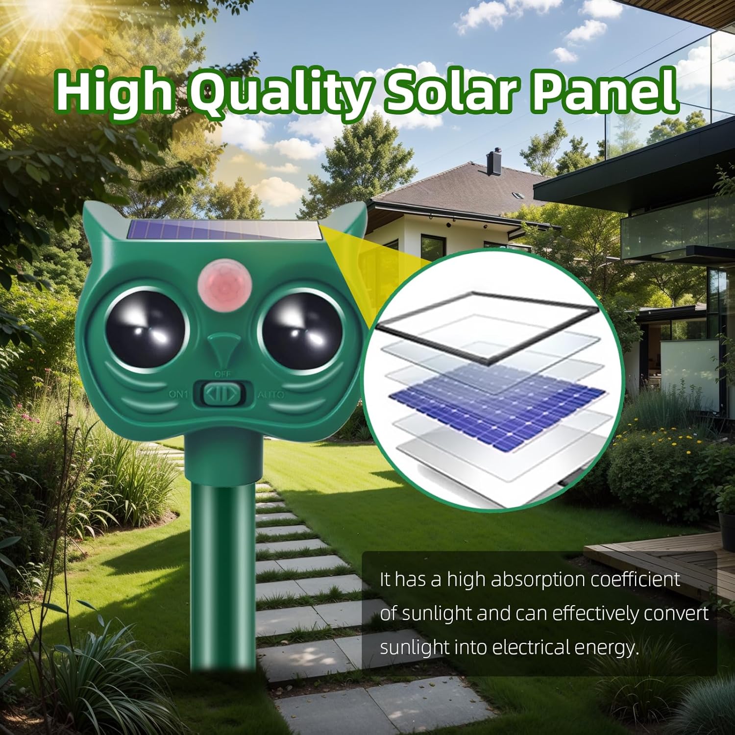 4Pack Solar Ultrasonic Cat Repellent Outdoor Ultrasonic Animal Repellent with PIR Motion Sensor, Deer Deterrent Devices to Scare Dog Squirre Coyote Rabbit Raccoon Skunk for Yard Lawn Garden