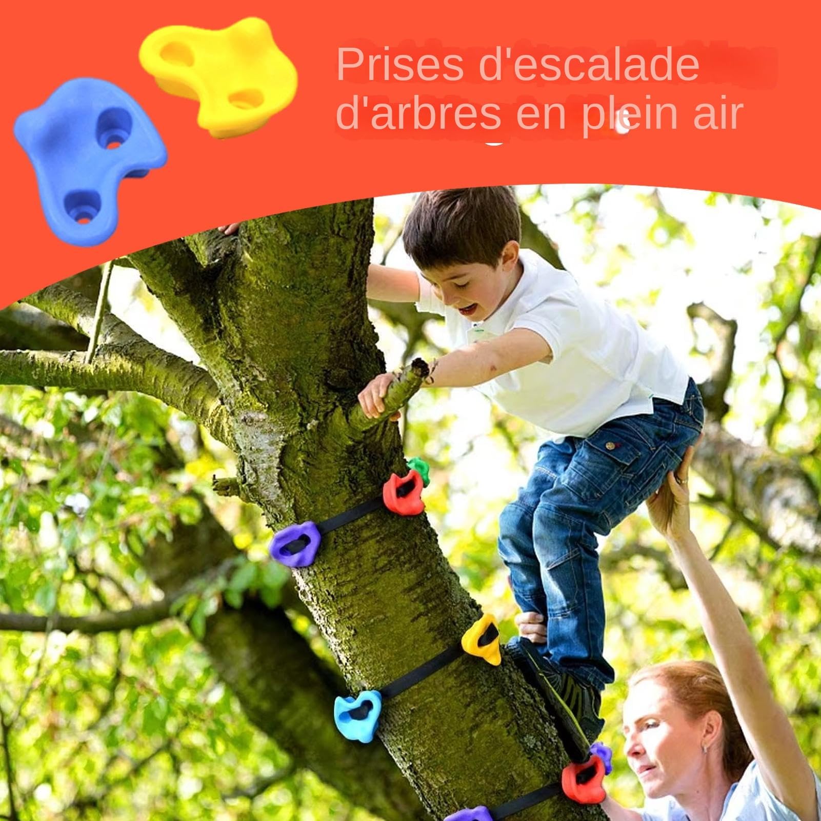 Prese di arrampicata Bambino, Arrampicata sugli Alberi per, Accessorio Interna Esterno Gioco