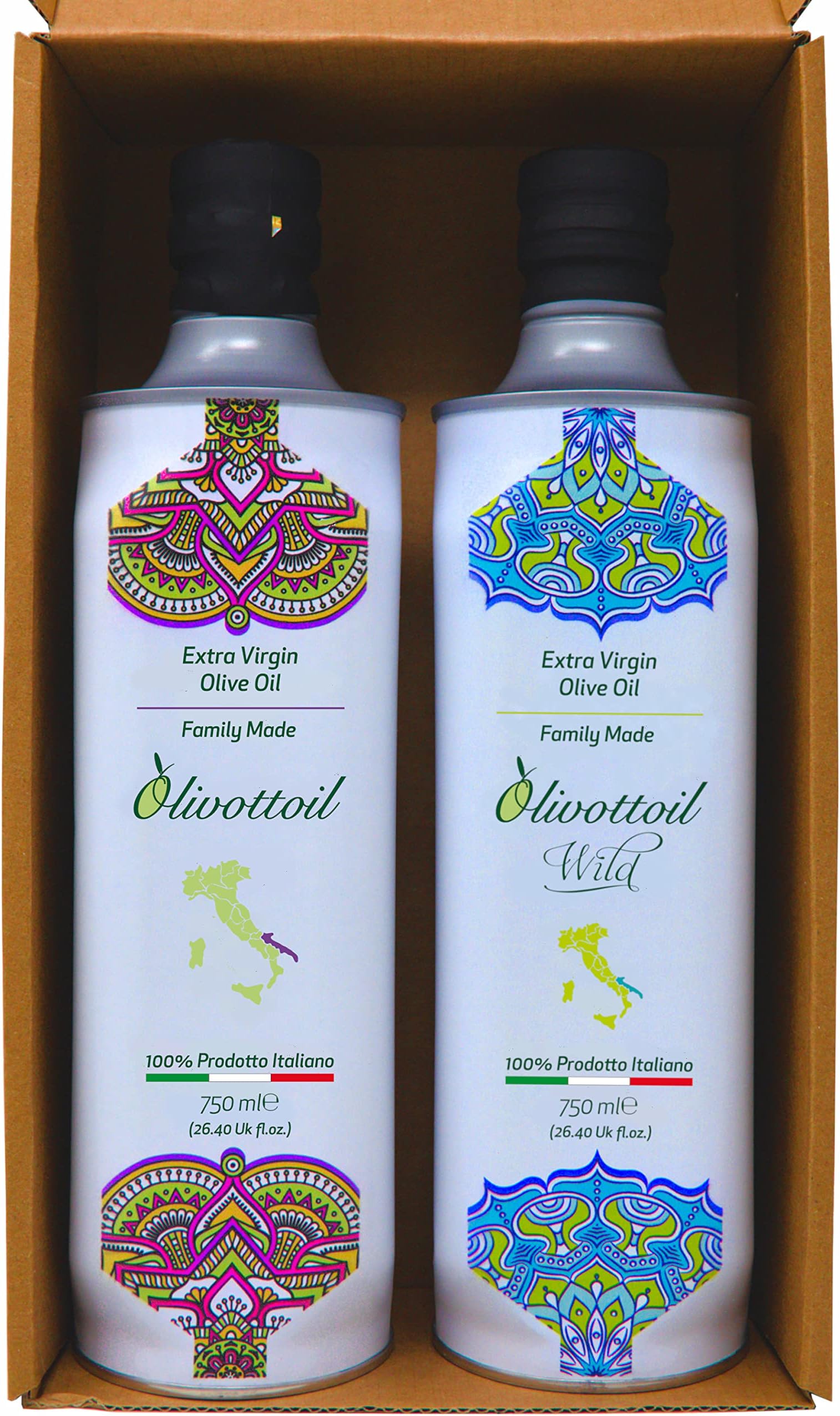 2025/2026 Edition | Italian Extra Virgin Olive Oil Olivottoil and Wild Pack | Antioxidant Rich | Pesticides Free | (2 x 26.4 uk fl oz)