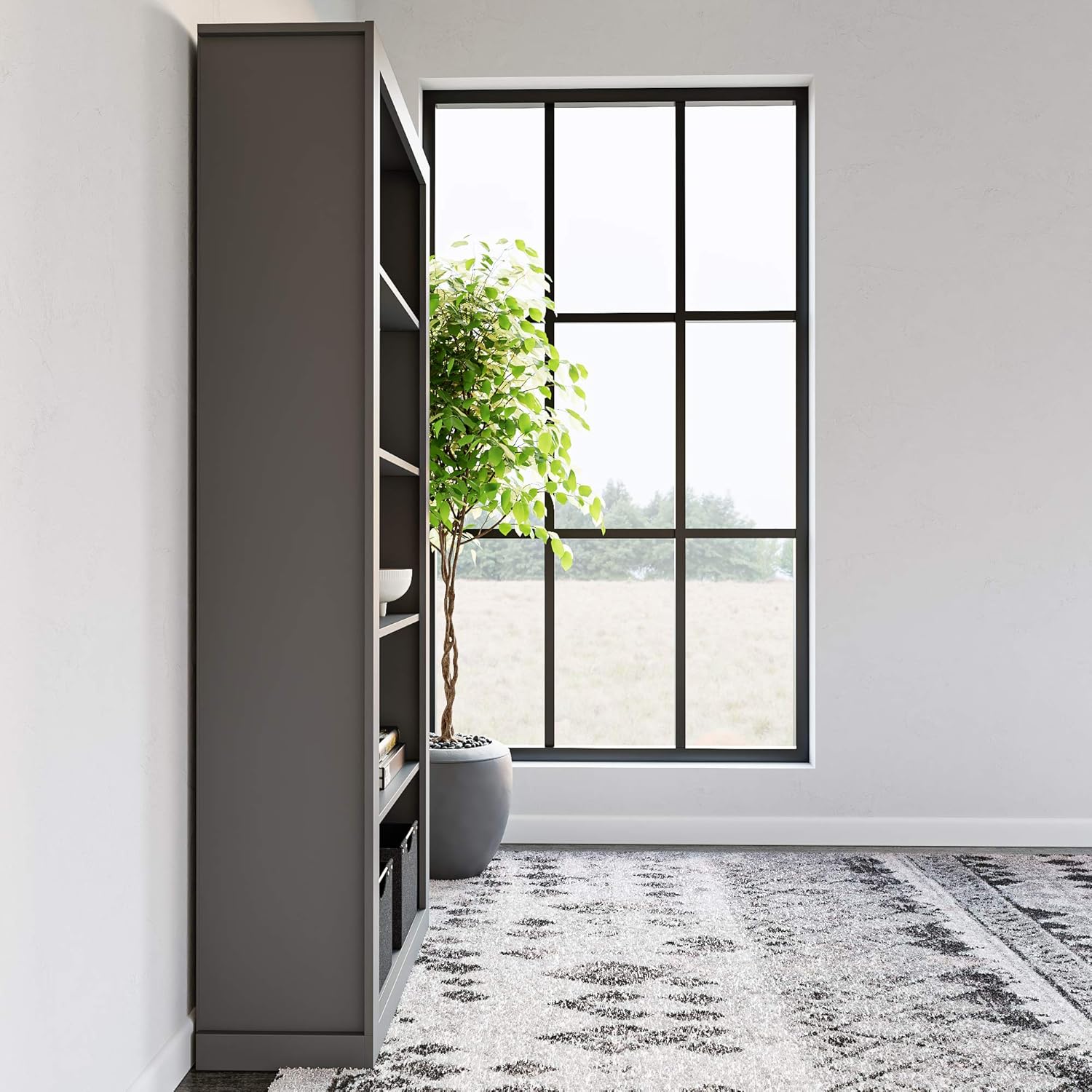 Edenbrook Sumac Five Shelf Laminate Bookcase, Charcoal : Everything Else