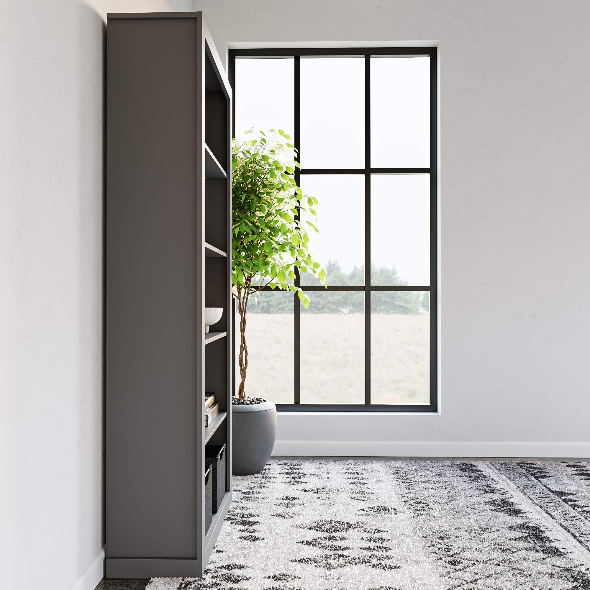 Edenbrook Sumac Bookcase, 5-Shelf Organizer for Bedroom Furniture or Home Office Furniture, Charcoal Bookshelf