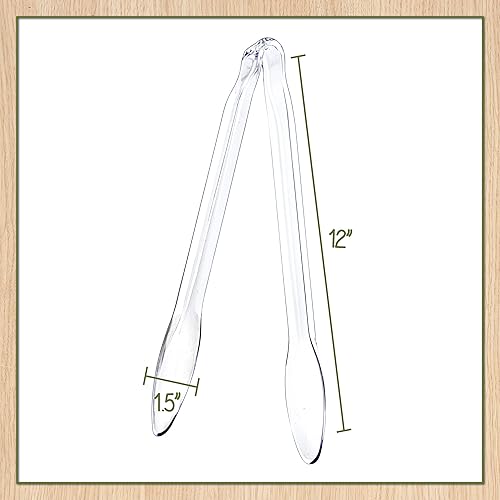 Miniatura 2 de Plasticpro Pinzas desechables de plástico para servir de 8.5 pulgadas, duraderas, resistentes, utensilios de servicio premium, transparentes,