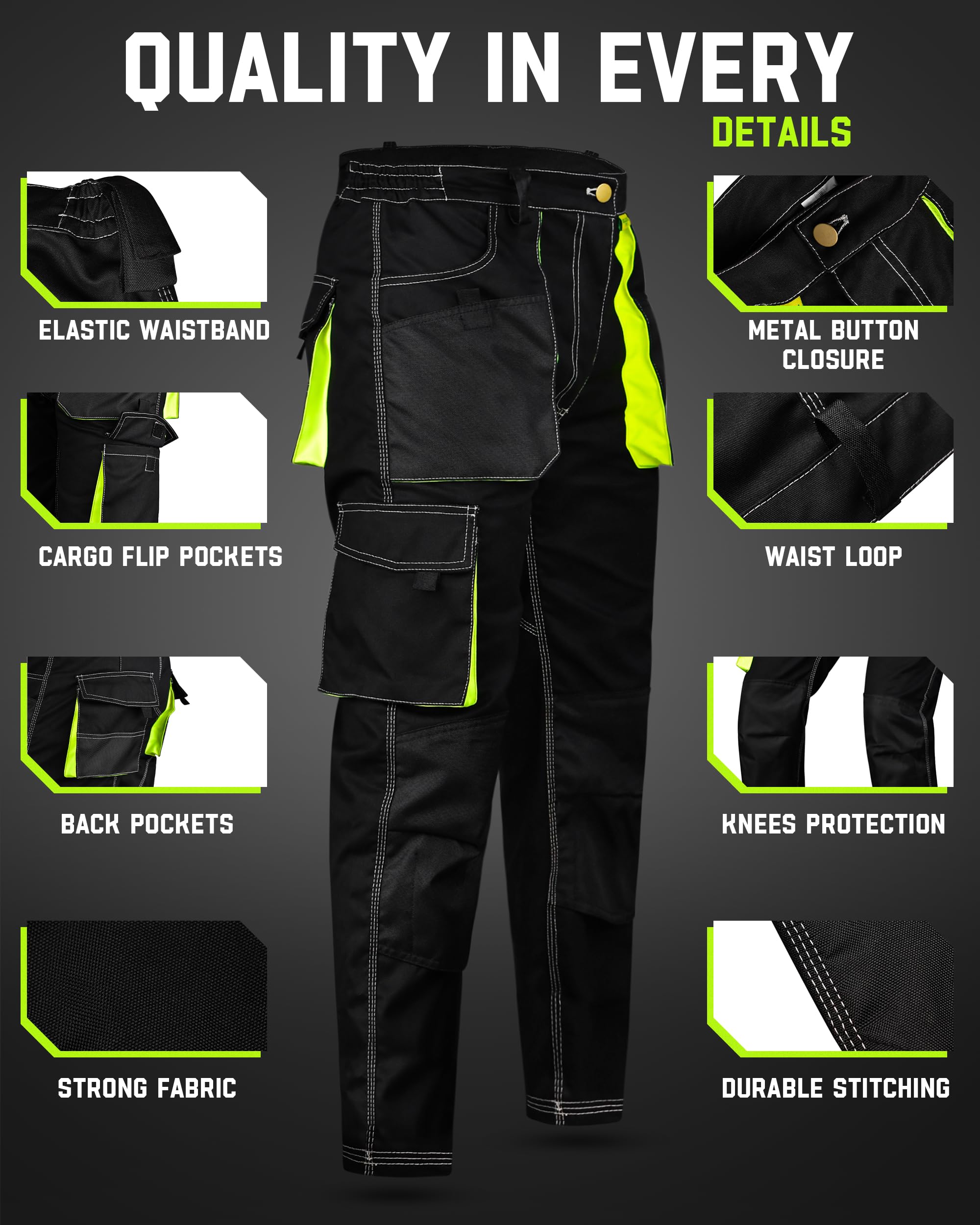 Pantalón de Trabajo para Hombre - Pantalon Cargo para trabajar - Multibolsillos - Bolsillos de las Rodilleras ,pantalo multibolsill obra,pantalon contrucion,pantalon resistente