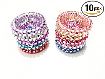 ZUPEYA 10PCS Spiral Hair Ties Rubber Telephone Wire Hair Rings Slinky Hair Head Elastic Band for Girls Women Multicolored
