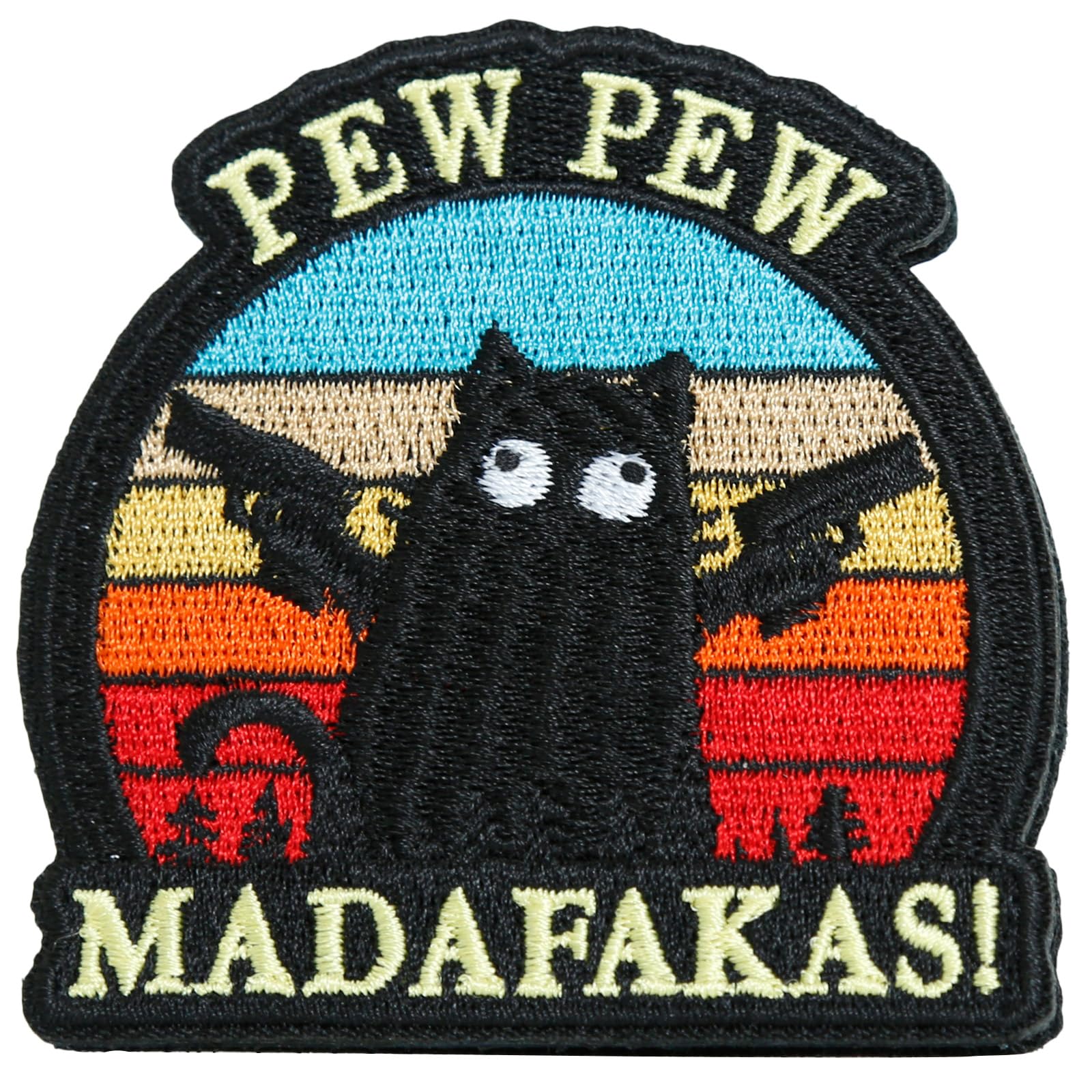 XMJY Funny Cartoon Cat Patch, Embroidered Hook and Loop Morale Patches, Cute Meme Appliques for Backpacks, Trucker Hats, Dog Harnesses, Army Vests,