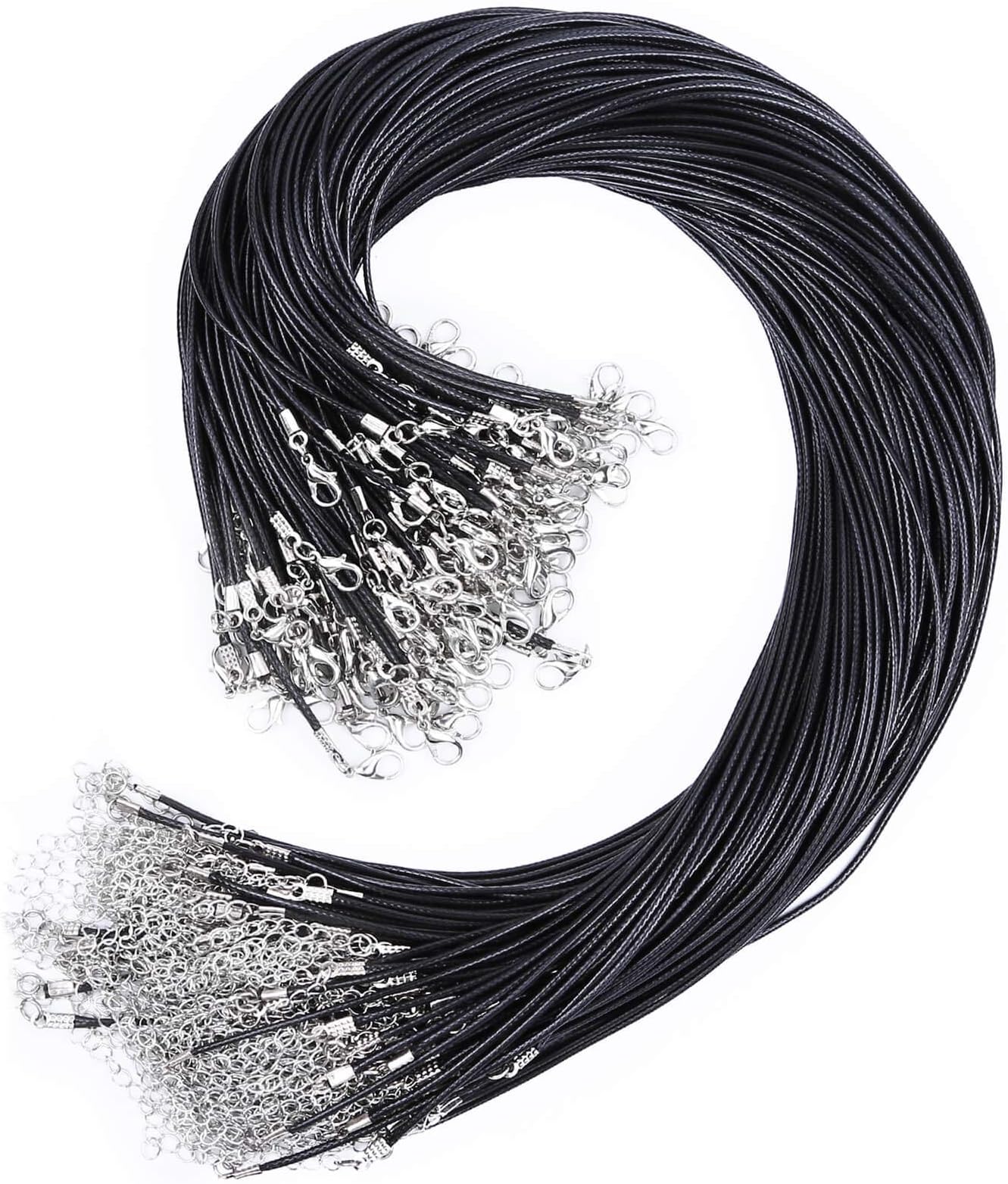 Paxcoo 150Pcs Black Necklace String Cord Bulk for Charms