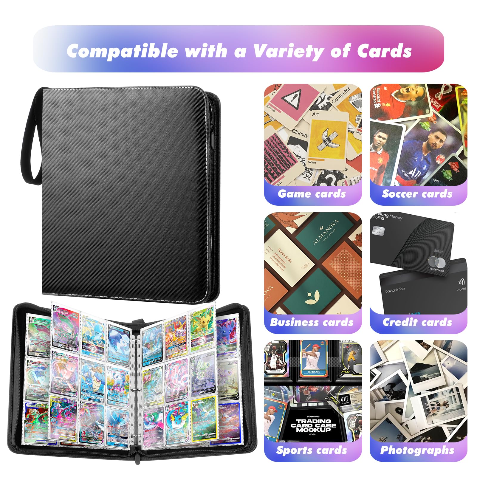 NCKIHRKK Raccoglitore Album Grande, Raccoglitore di Carte 900 Carte