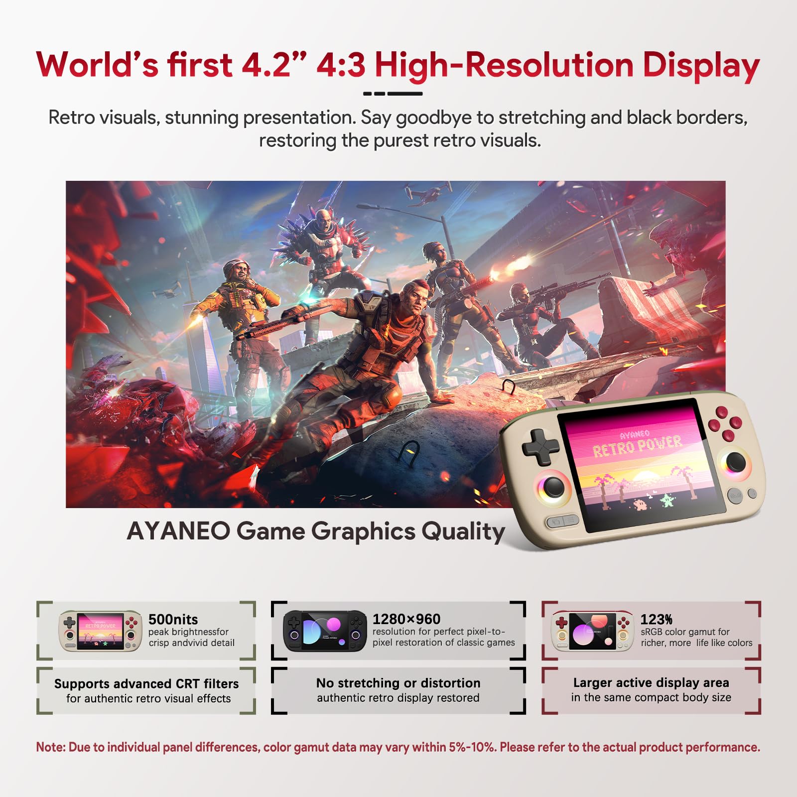 AKNES AYANEO Pocket AIR Mini Consola, 3GB+64GB (Retro White) | Pantalla HD 4,2" 500 Nits (1280x960 LCD, 60Hz), Sistema Android 11 con Helio G90T, Joystick y Gatillo Hall