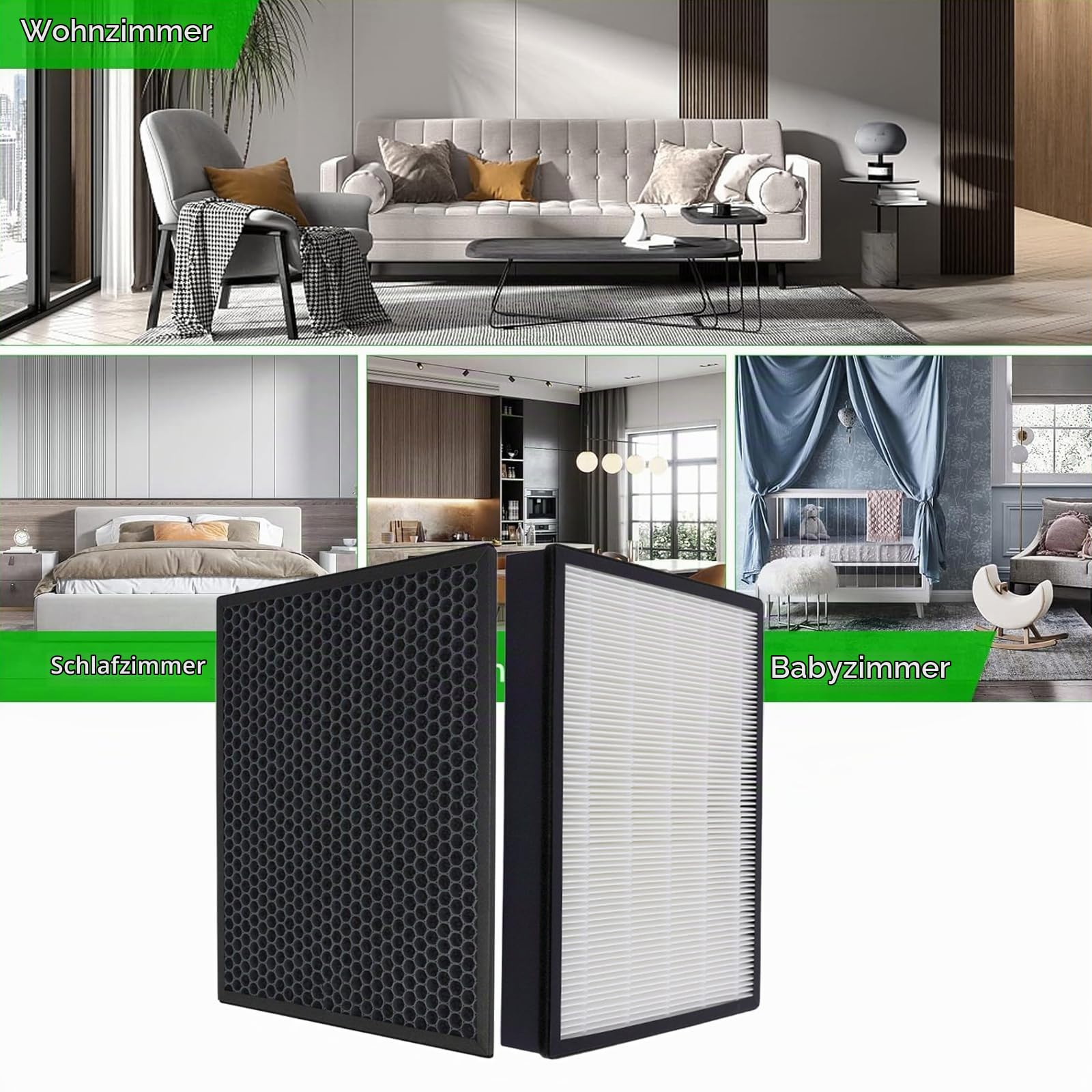 AC3256 Ersatzfilter für Philips Luftreiniger AC3256/10 AC3259/10 AC4550/10 Ersatz HEPA Filter FY3433/10 und FY3432/10 (1 HEPA-Filter + 1 Aktivkohlefilter)