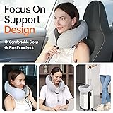 MANXUEKAI Travel Neck Pillow 100% Pure Memory Foam Travel Pillow for Sleeping on Airplane,Car,Train,Bus,Office and Home Use,Washable Soft Cotton Cover，Gifts-Light Grey