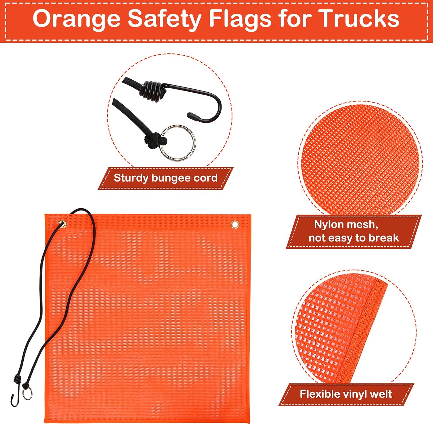 16 Pcs Orange Safety Flags for Trucks