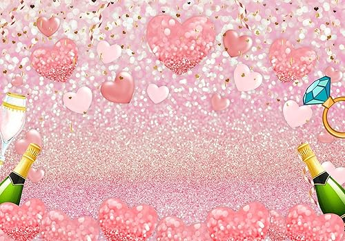 Miniatura 7 de Lentejuelas rosas, para el día de San Valentín, de 10 x 7 pies, con diseño de globos de fondo de color oro rosa, para despedida de soltera,